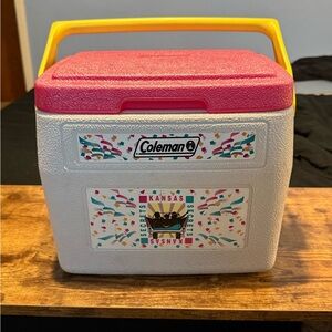💕 Coleman Cooler with Pink Lid and Yellow Handle 💕 SALE 3 for $30!